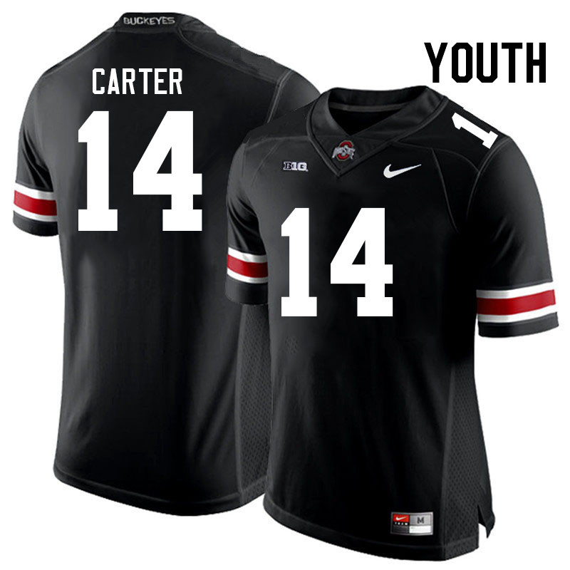 Ohio State Buckeyes Ja'Had Carter Youth #14 Black Authentic Stitched College Football Jersey